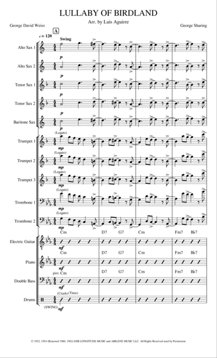 Lullaby Of Birdland Small Ensemble scores gallery preview page 1