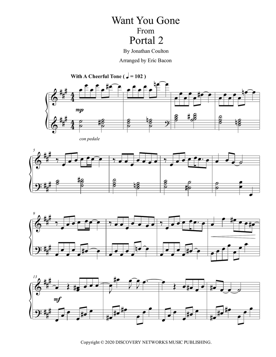 Want You Gone Piano Solo scores gallery preview page 1