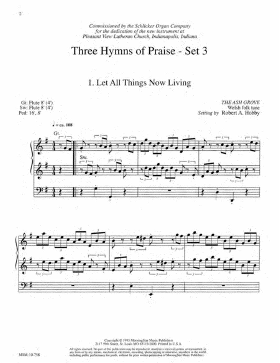 Three Hymns of Praise, Set 3 Organ scores gallery preview page 2