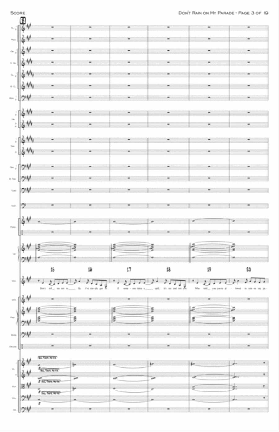 Don't Rain On My Parade Full Orchestra scores gallery preview page 3