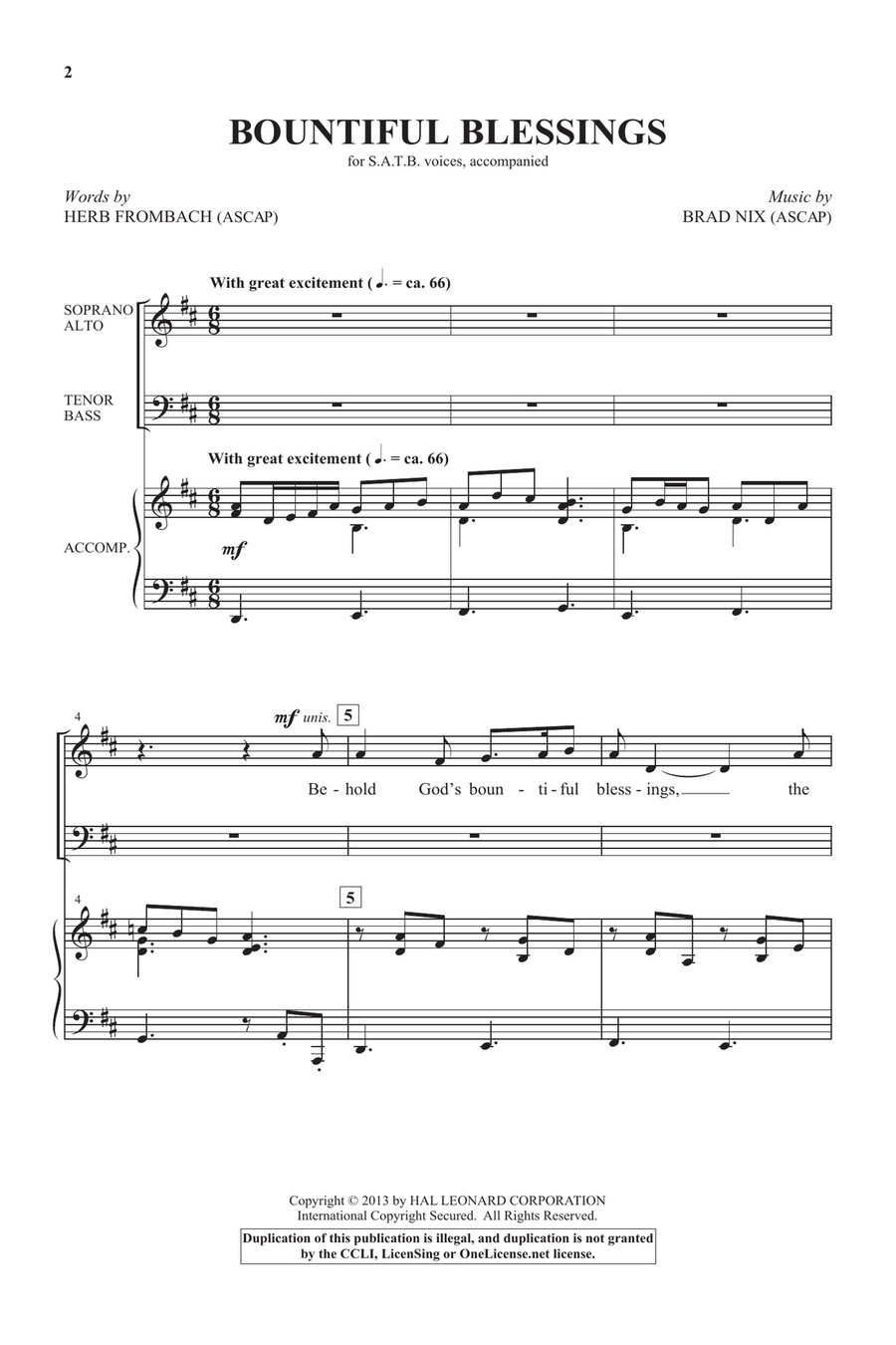 Bountiful Blessings 4-Part scores gallery preview page 1