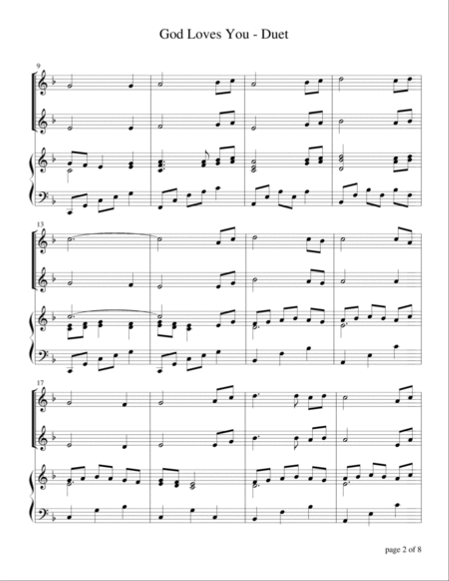 God Loves You (Violin and/or Flute Duet) Flute scores gallery preview page 3