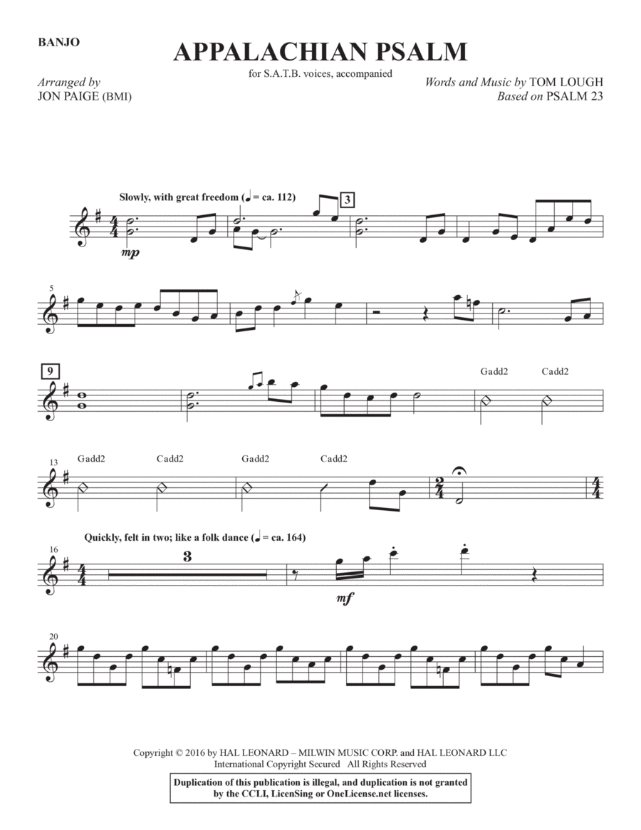 Appalachian Psalm - Banjo Choir scores gallery preview page 1