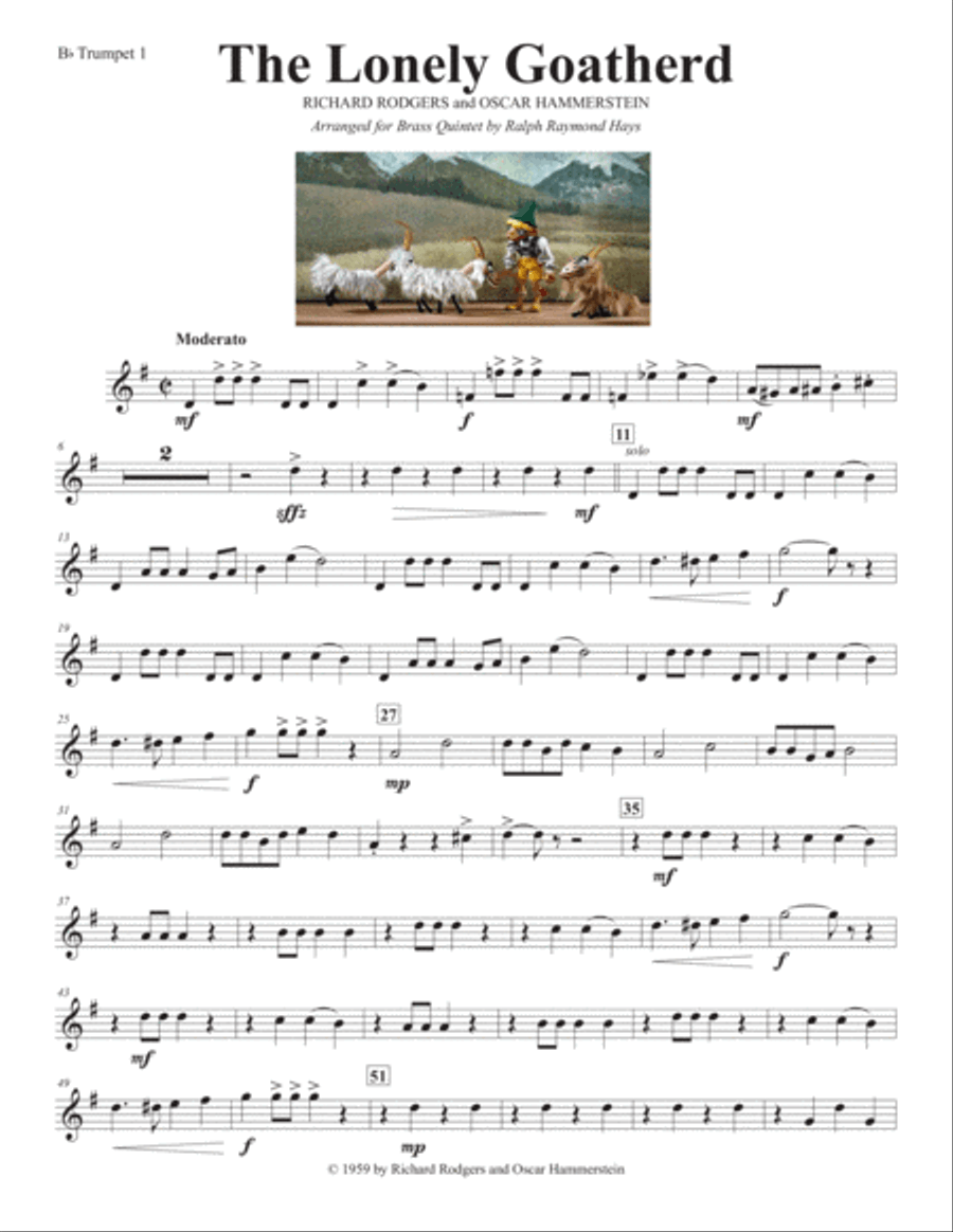 The Lonely Goatherd from the Sound of Music Brass Quintet scores gallery preview page 6