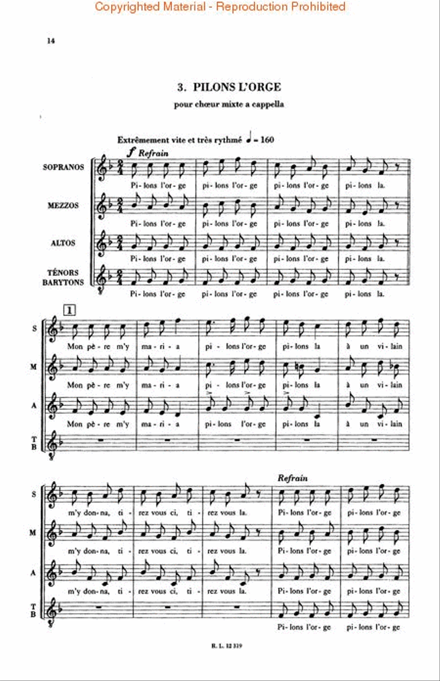 8 Chansons Francaises A Cappella scores gallery preview page 3