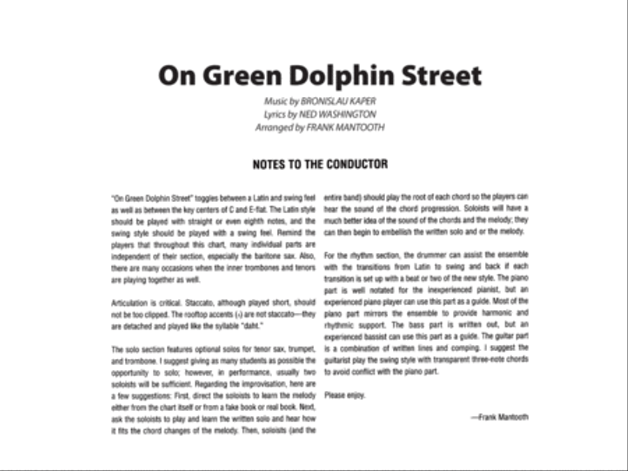 On Green Dolphin Street: Score Jazz Ensemble scores gallery preview page 2