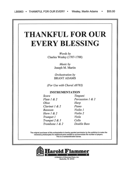 Thankful for Our Every Blessing (from Testament of Praise)