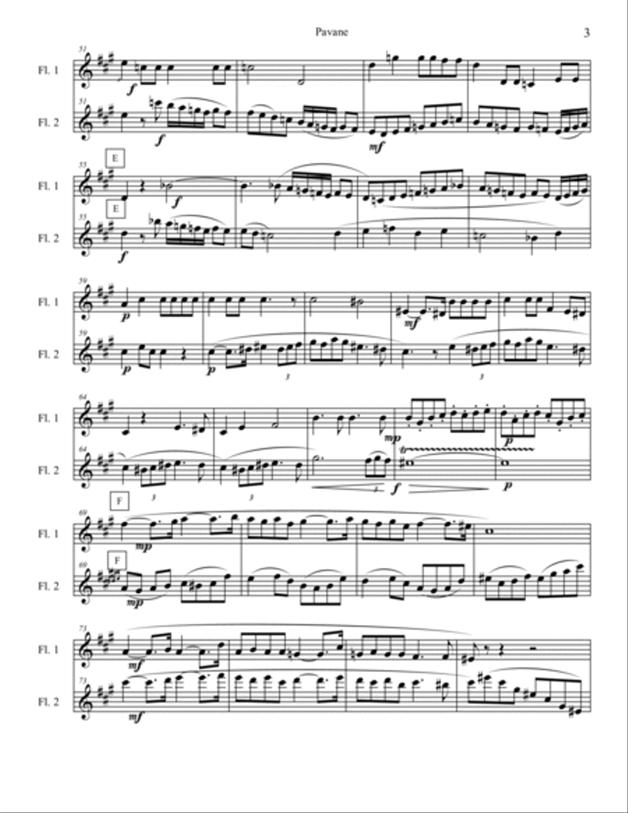 Pavane for Two Flutes Flute Duet scores gallery preview page 4