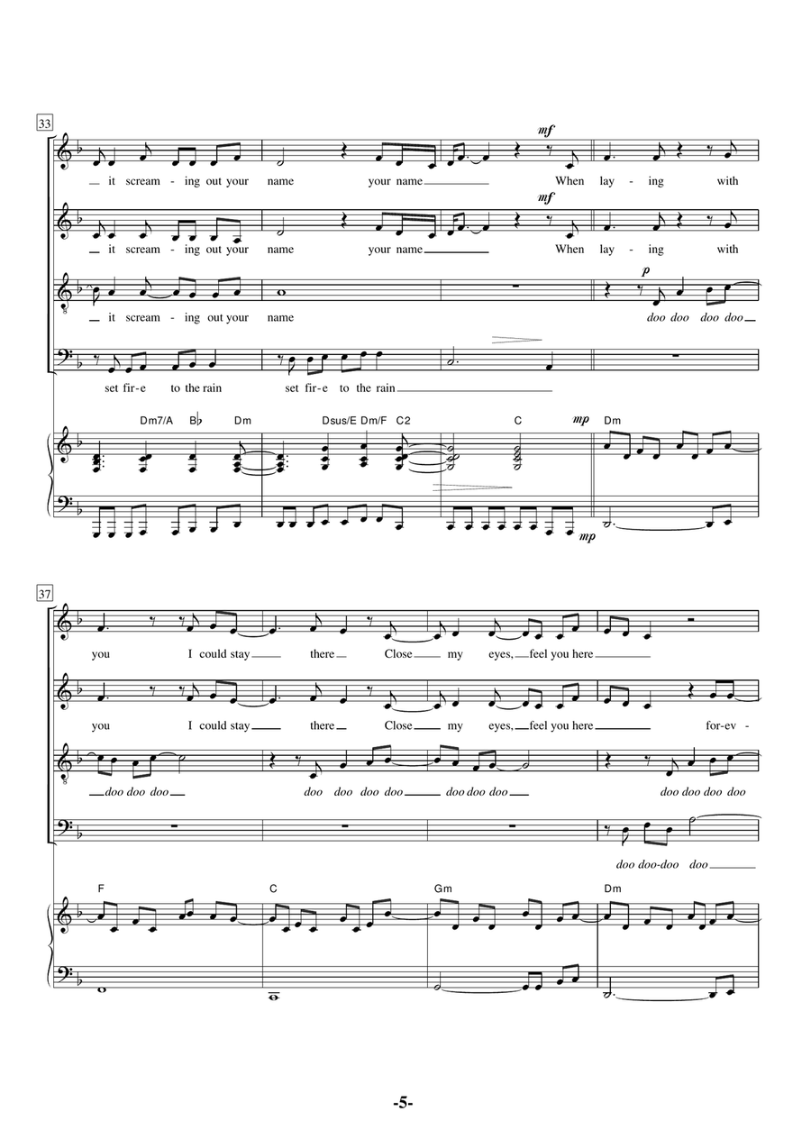 Set Fire To The Rain Set Fire To The Rain 4-Part scores gallery preview page 5