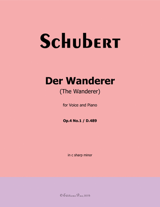 Book cover for Der Wanderer, by Schubert, Op.4 No.1, in c sharp minor