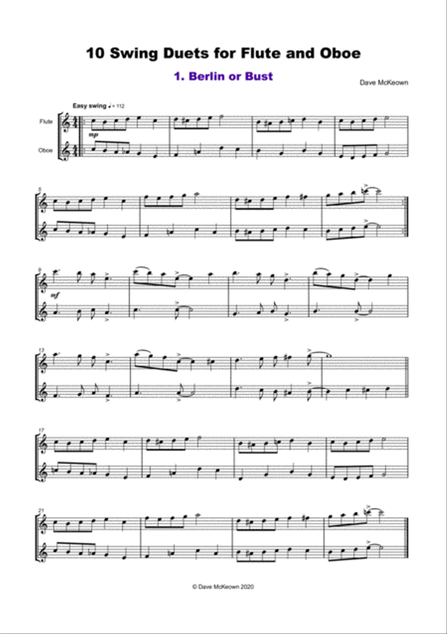 10 Swing Duets for Flute and Oboe Woodwind Duet scores gallery preview page 2