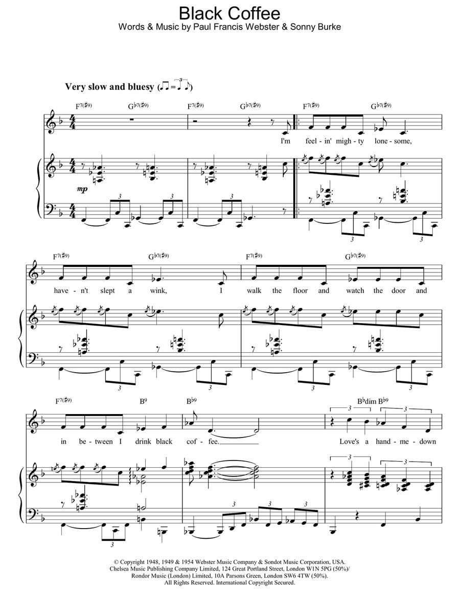 Black Coffee Black Coffee Piano, Vocal, Guitar scores gallery preview page 1