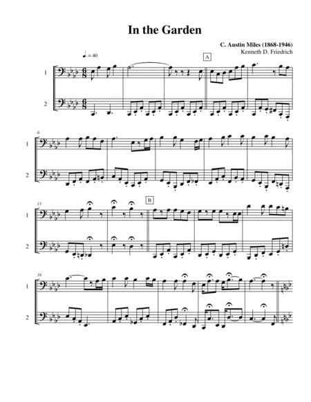 Ten Selected Hymns for the Performing Duet, Vol. 5 - trombone (euphonium) and bass trombone (tuba)