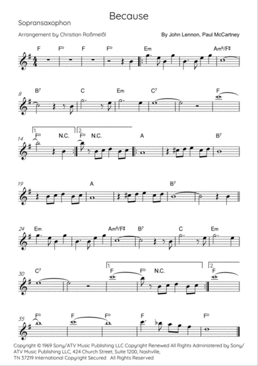 Because Woodwind Quartet scores gallery preview page 2