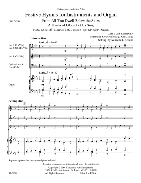 Festive Hymns for Instruments and Organ: Lasst Uns Erfreuen