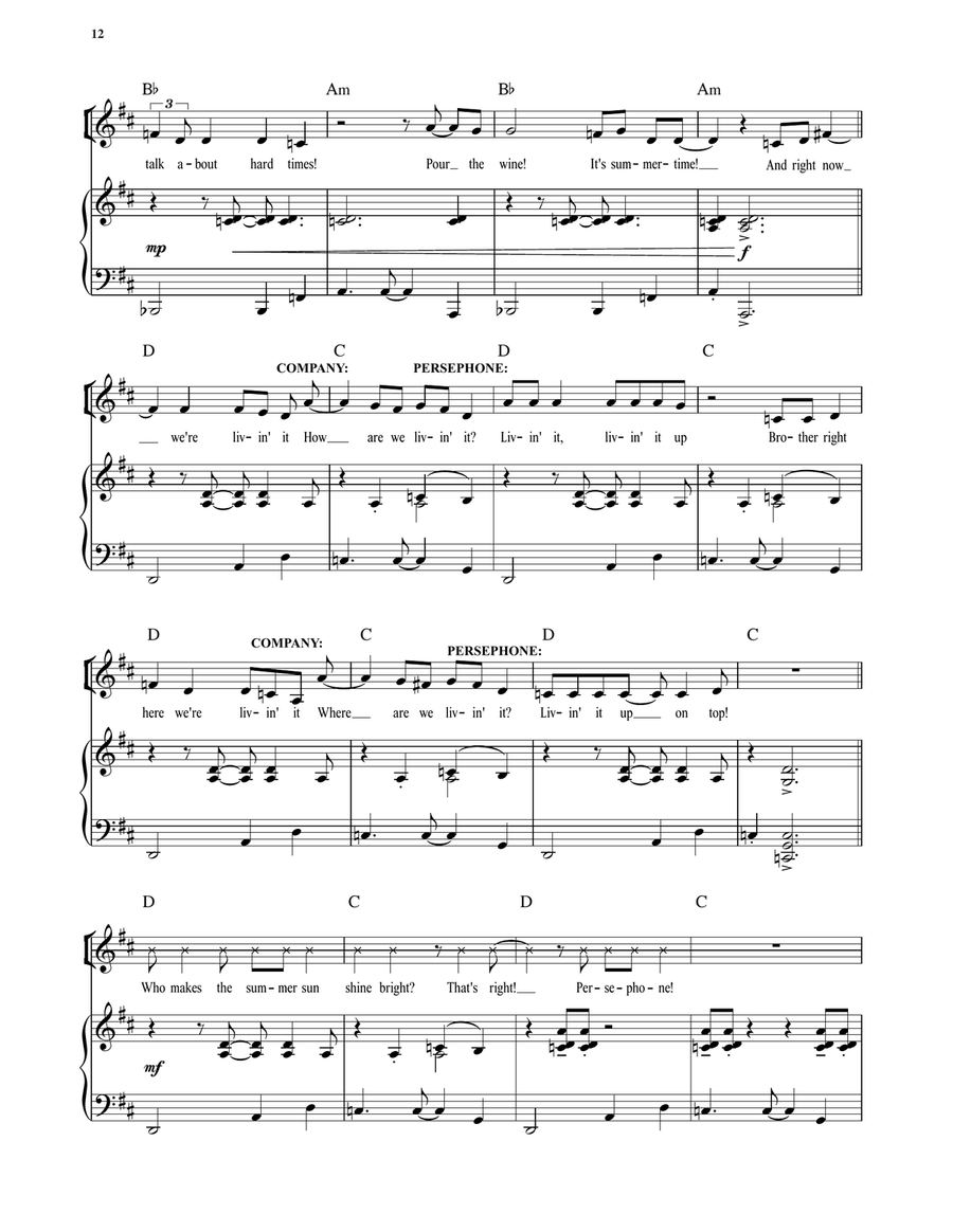Livin' It Up On Top (from Hadestown) Voice scores gallery preview page 3