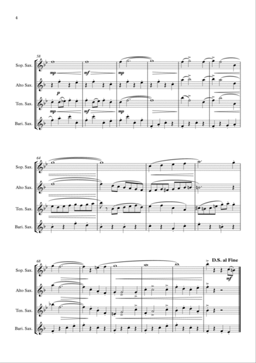 Rosamunde Polka for Saxophone Quartet Saxophone Quartet scores gallery preview page 4
