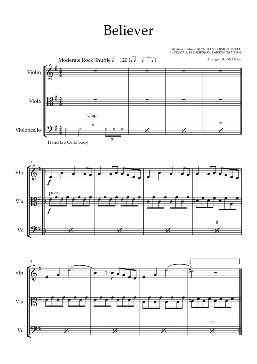 Believer String Trio scores gallery preview page 1