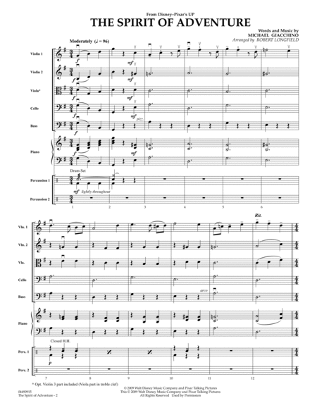 The Spirit Of Adventure (from Up) - Full Score
