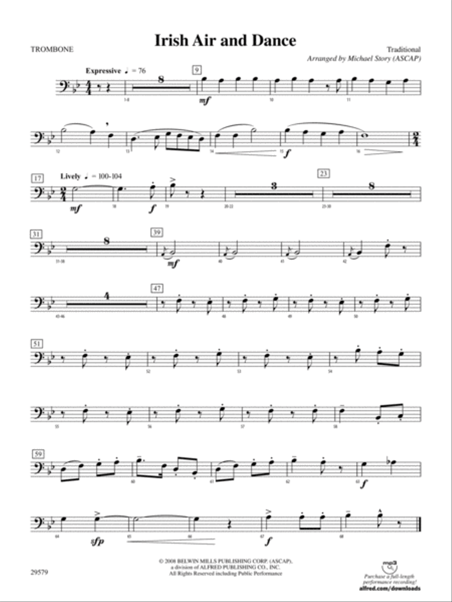 Irish Air and Dance: 1st Trombone Concert Band scores gallery preview page 1