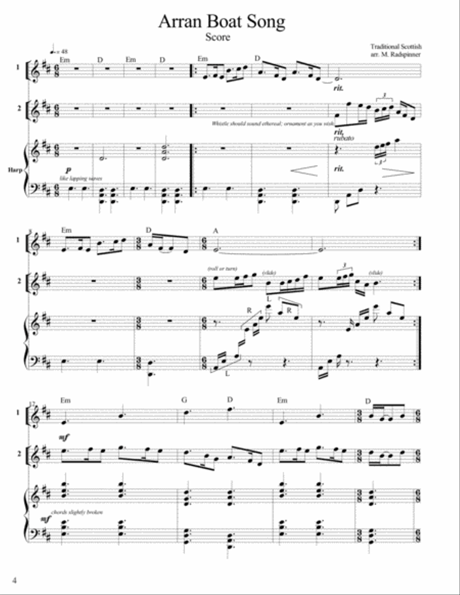 Girls and Whistles for Folk Harp and Winds Celtic Harp scores gallery preview page 5
