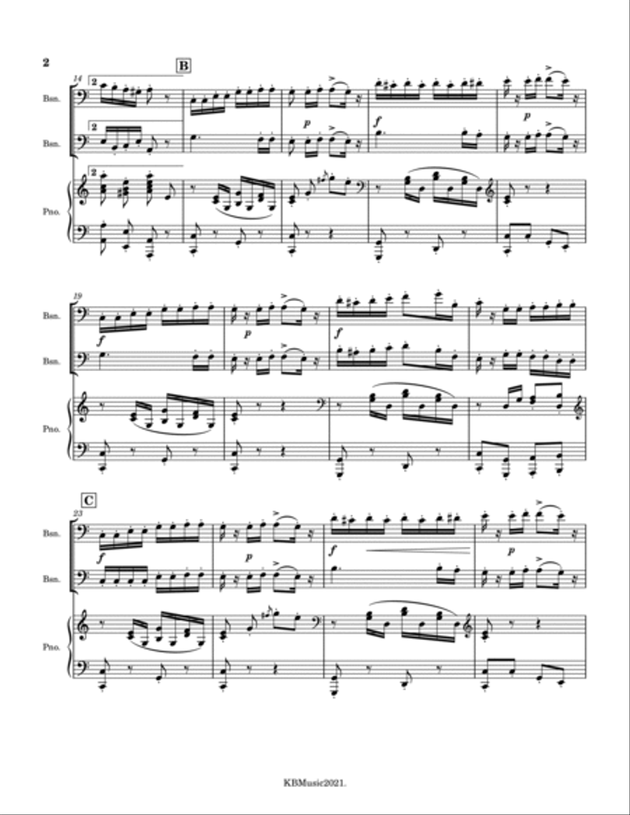 Humoresque for Two Bassoons and Piano Bassoon scores gallery preview page 4