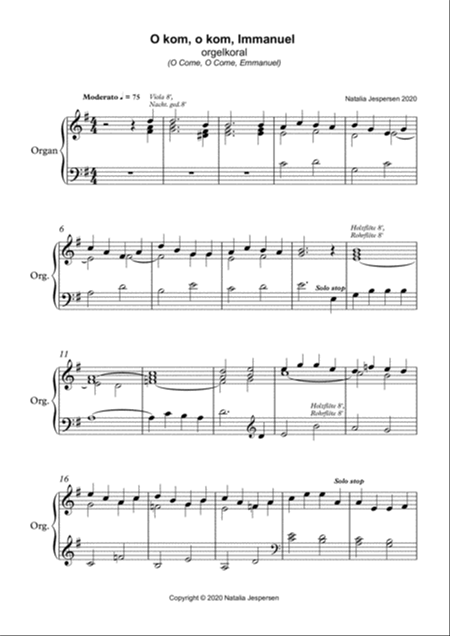 O kom, o kom, Immanuel O kom, o kom, Immanuel Organ Solo scores gallery preview page 1