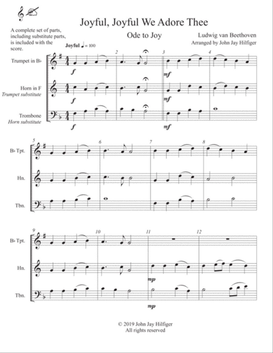 Joyful, Joyful We Adore Thee for Brass Trio Joyful, Joyful We Adore Thee for Brass Trio Brass Trio scores gallery preview page 4