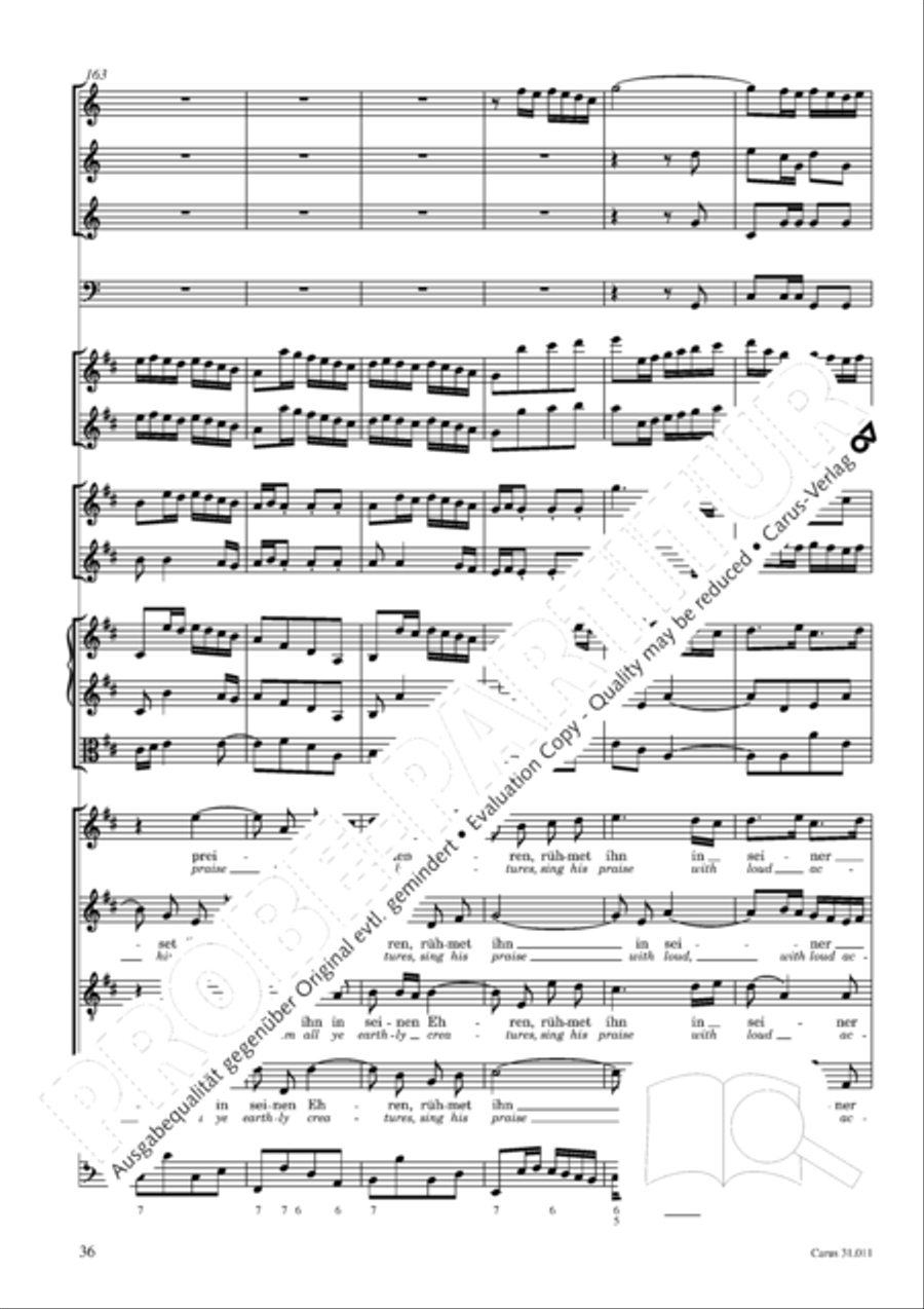 Lobet Gott in seinen Reichen (Himmelfahrtsoratorium) 4-Part scores gallery preview page 37