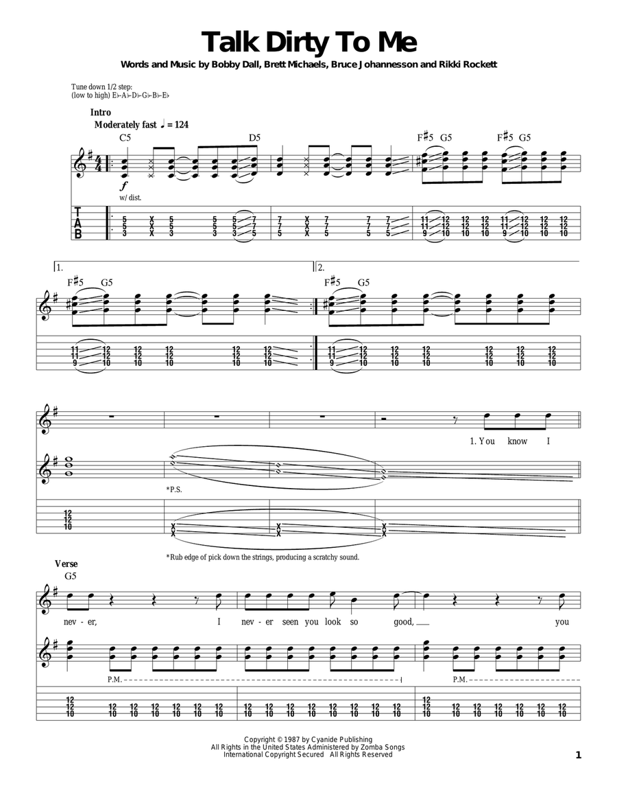 Talk Dirty To Me Acoustic Guitar scores gallery preview page 1