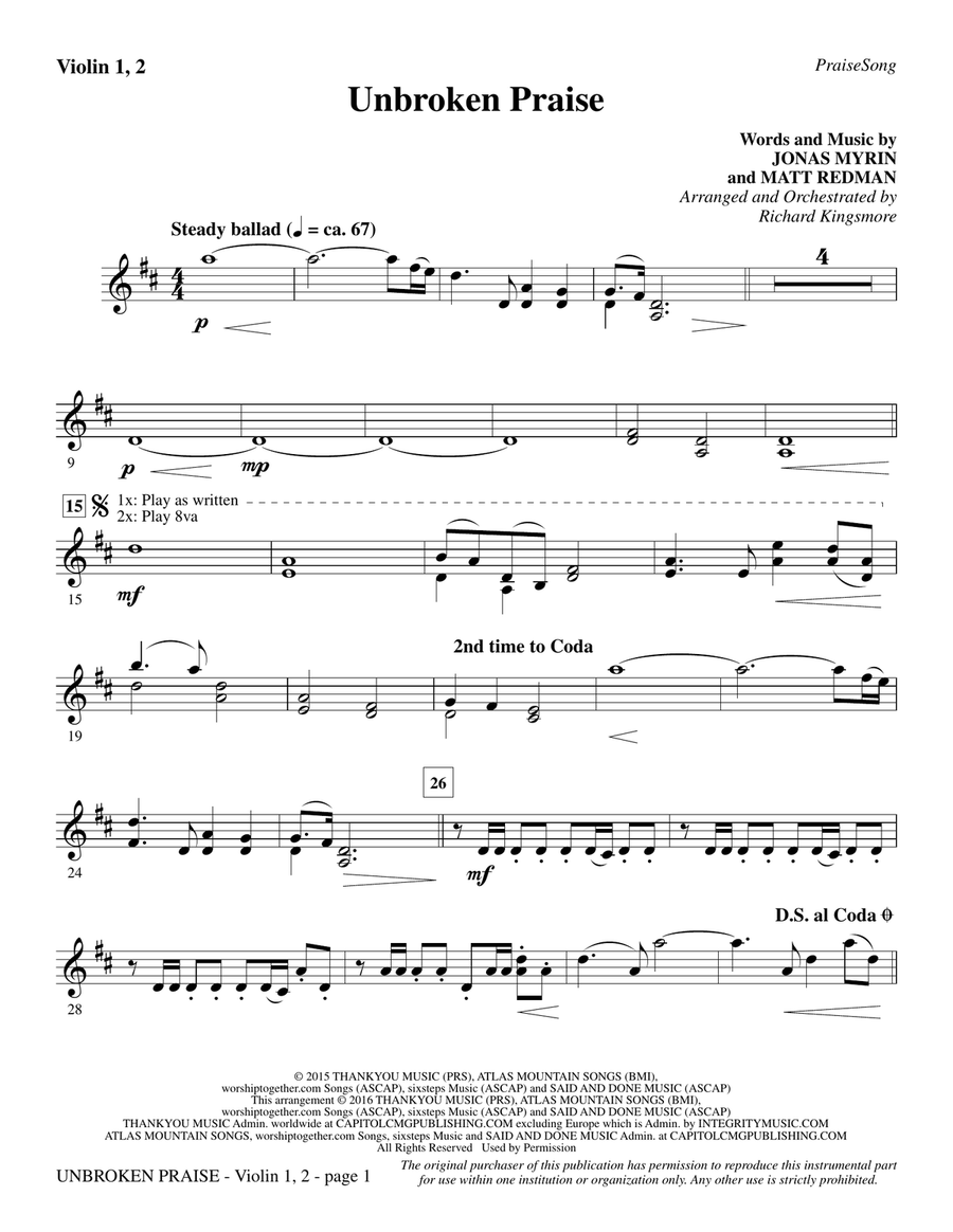 Unbroken Praise - Violin 1, 2
