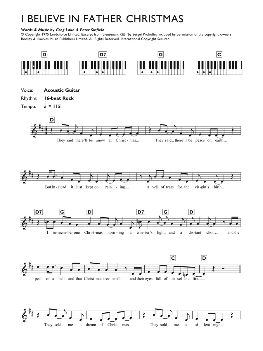 I Believe In Father Christmas Piano scores gallery preview page 1