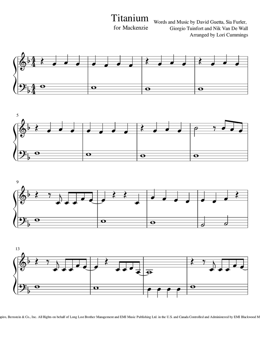 Titanium Easy Piano scores gallery preview page 1
