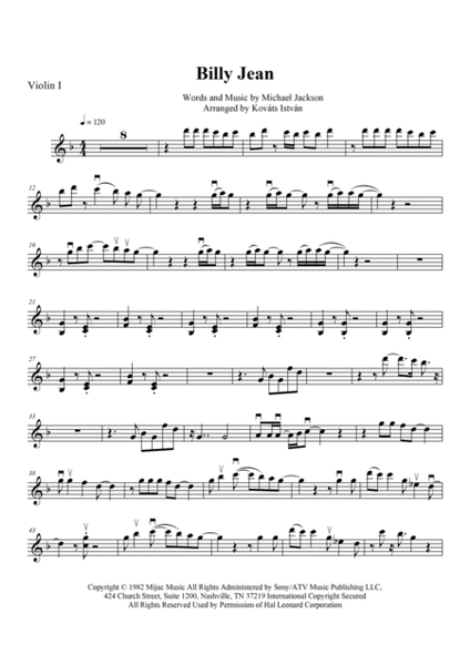 Billie Jean for String Quartet