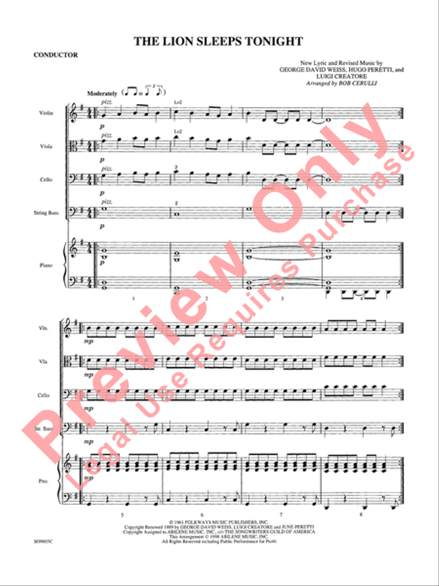 The Lion Sleeps Tonight The Lion Sleeps Tonight String Orchestra scores gallery preview page 3