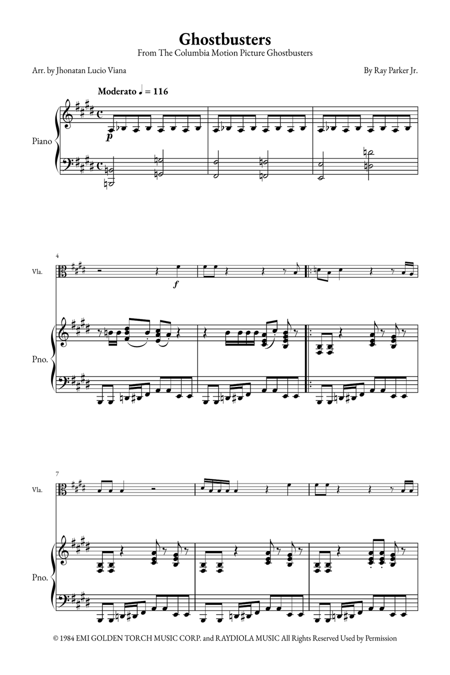 Ghostbusters Violin Solo scores gallery preview page 1