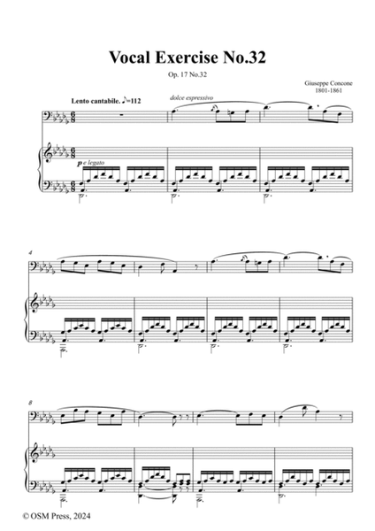 G. Concone-Vocal Exercise No.32,for Contralto(or Bass) and Piano image number null