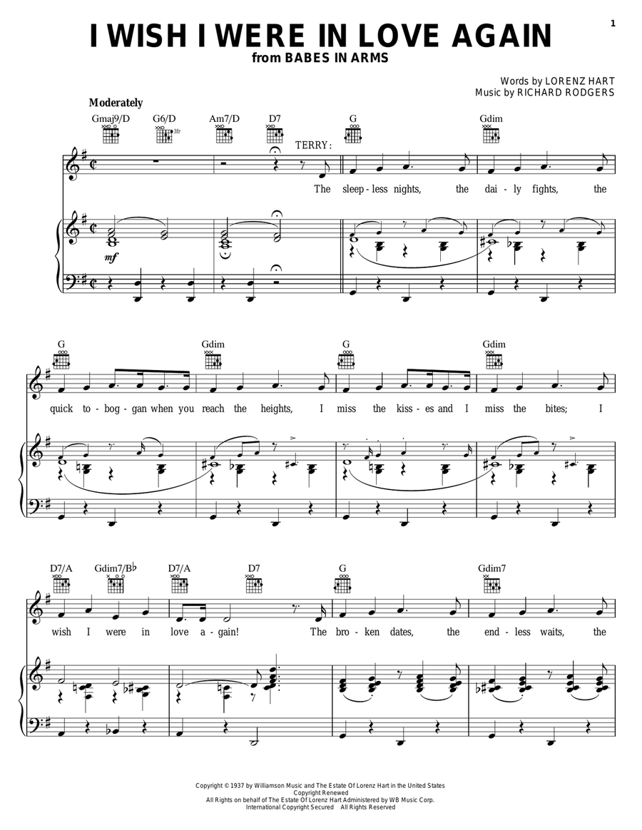 I Wish I Were In Love Again Piano, Vocal, Guitar scores gallery preview page 1