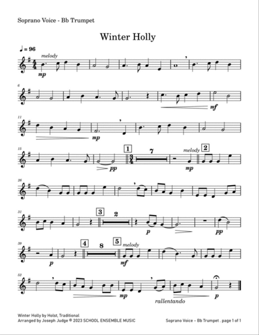 Winter Holly for Brass Quartet in Schools Brass Quartet scores gallery preview page 5
