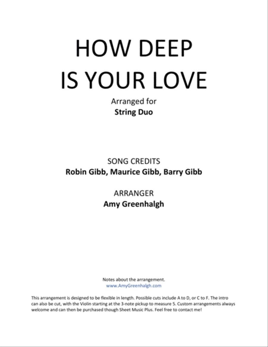 How Deep Is Your Love String Duet scores gallery preview page 2