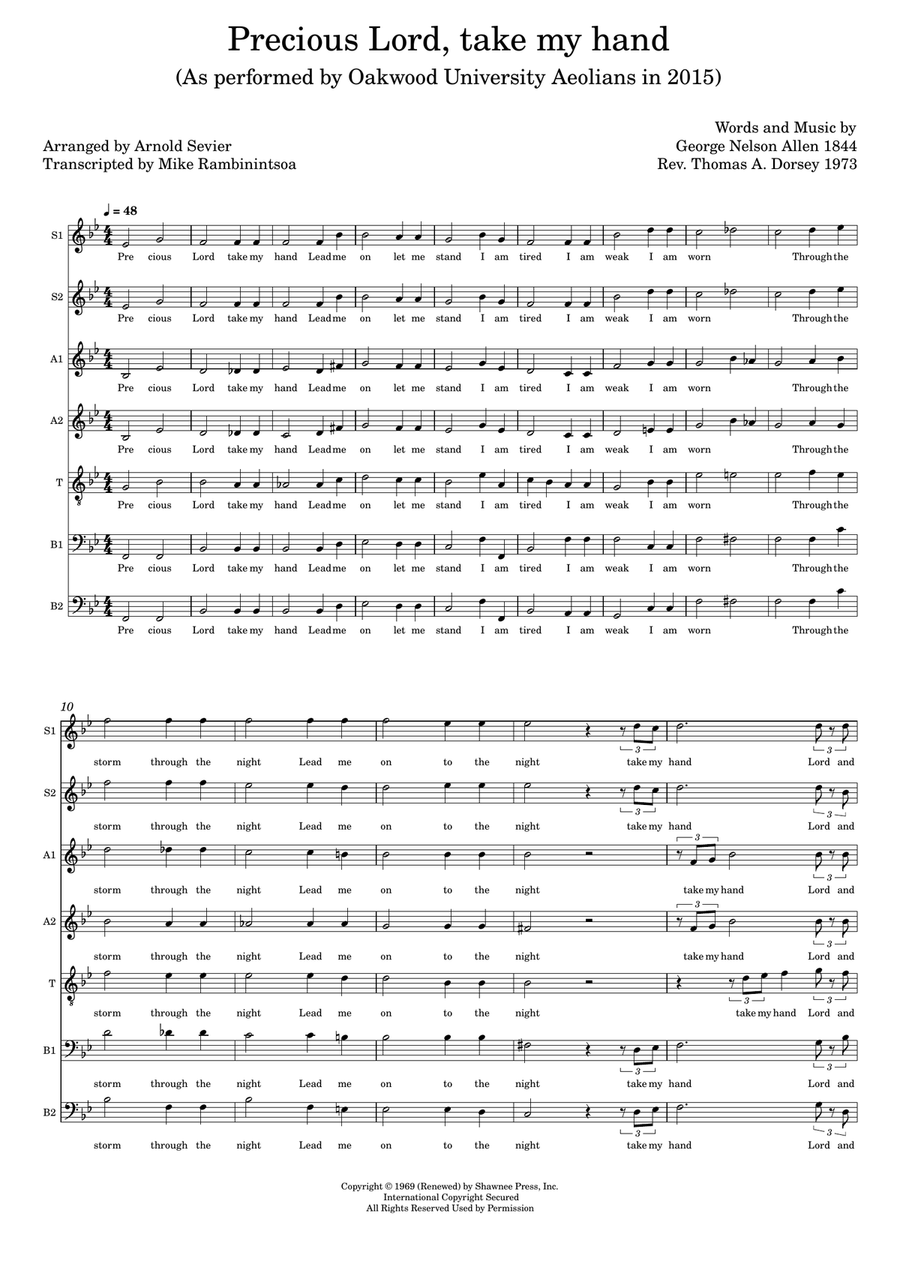 Precious Lord Take My Hand Divisi scores gallery preview page 1