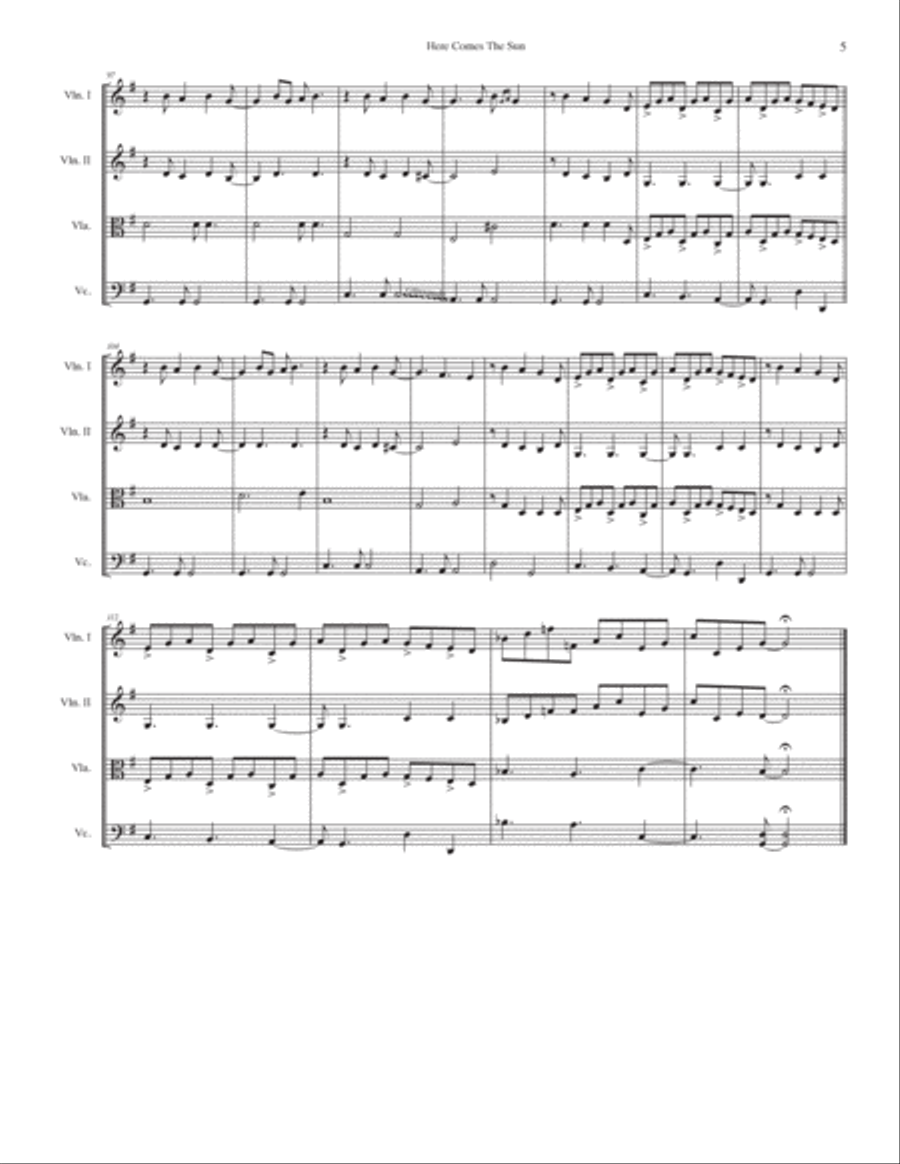 Here Comes The Sun Here Comes The Sun String Quartet scores gallery preview page 5