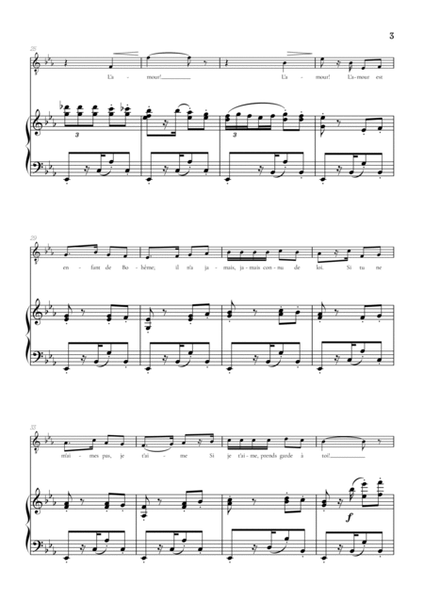 Bizet • Habanera from Carmen in Eb flat minor [Ebm] | tenor sheet music with piano accompaniment image number null