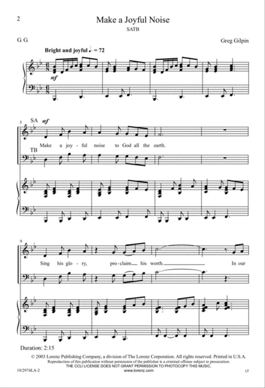 Make a Joyful Noise 4-Part scores gallery preview page 2