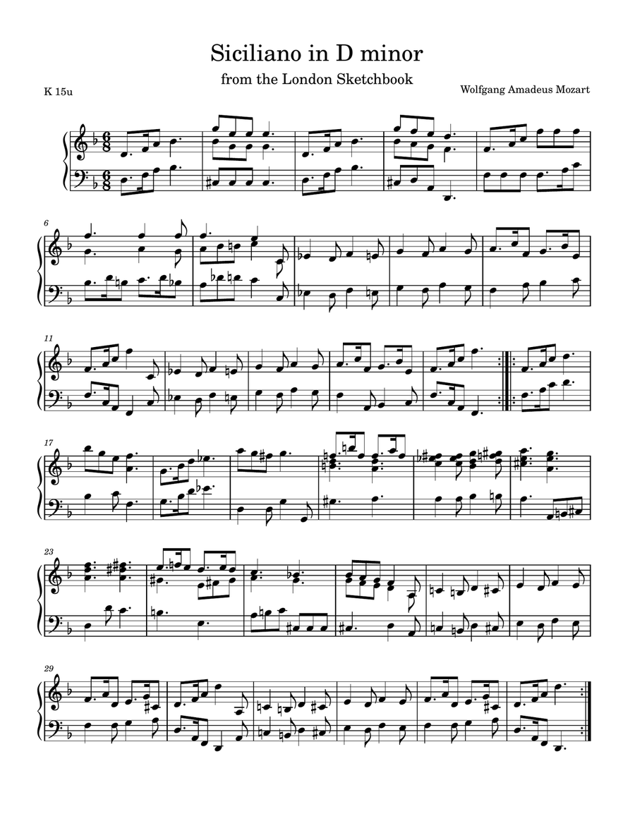 Siciliano in D minor Siciliano in D minor Piano Solo scores gallery preview page 1