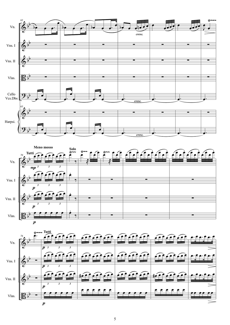 Vivaldi - Violin Concerto No.2 in G minor RV 315 (Summer) Op.8 for Violin, Strings and Harpsichord Chamber Orchestra scores gallery preview page 5
