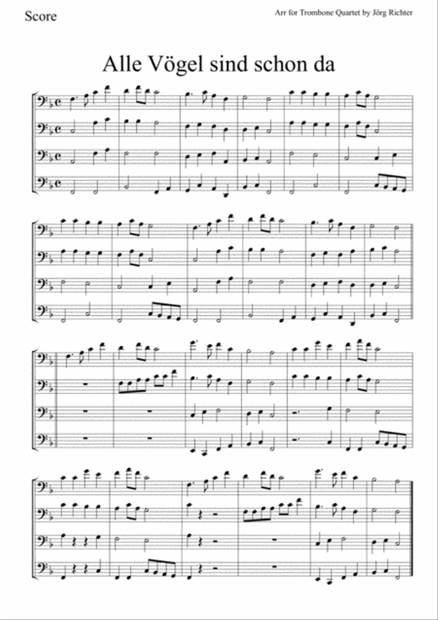 19 traditional German songs for Trombone Quartet Brass Quartet scores gallery preview page 4