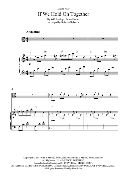 If We Hold On Together (for viola solo and piano accompaniment) image number null