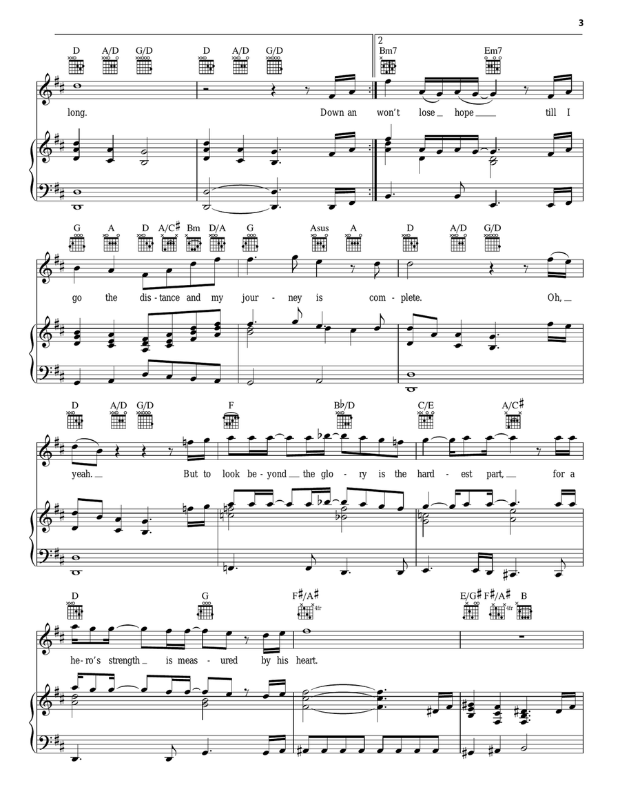 Go The Distance (from Hercules) Piano, Vocal, Guitar scores gallery preview page 3
