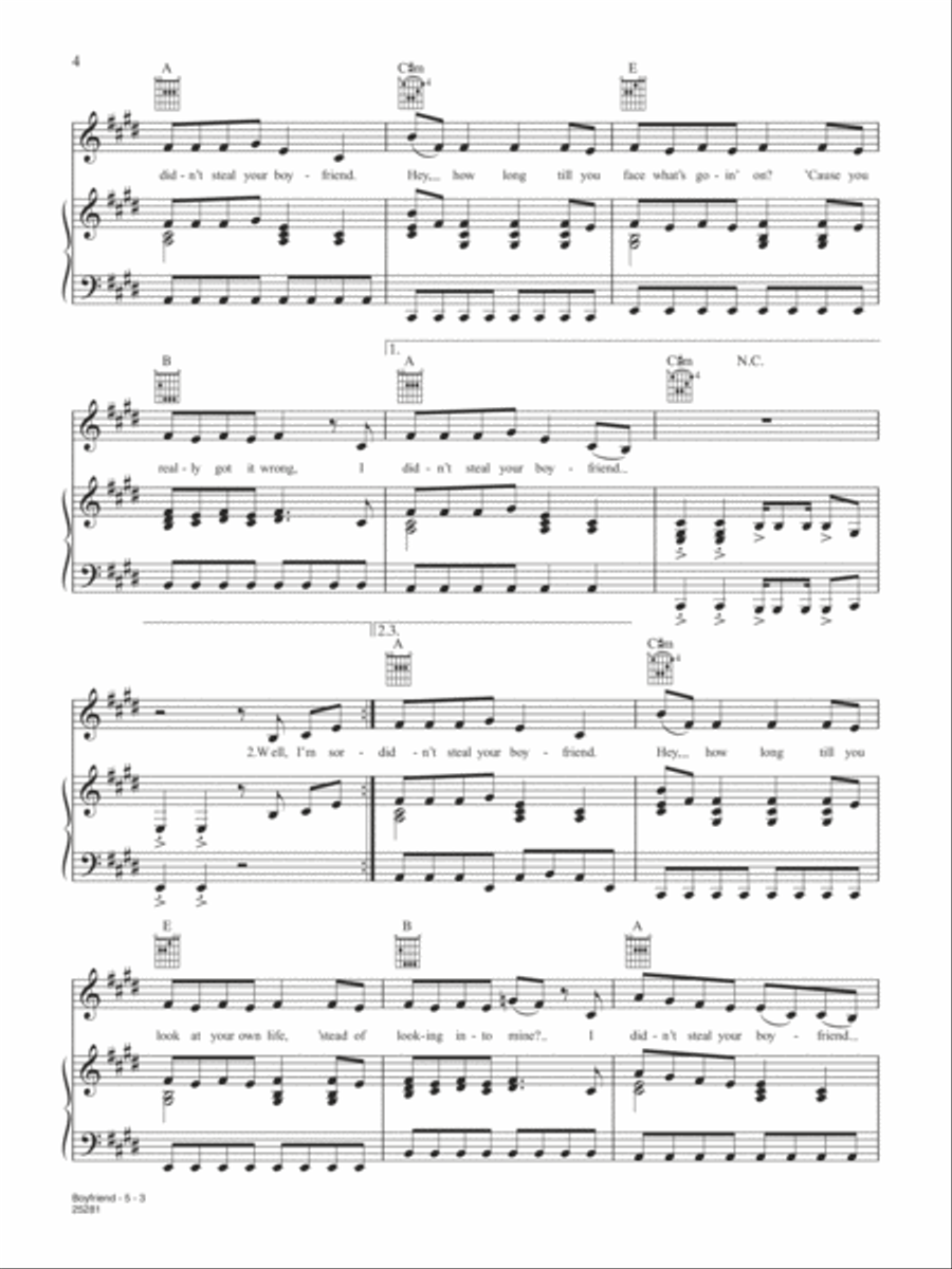 Boyfriend Piano, Vocal, Guitar scores gallery preview page 3
